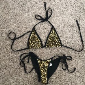 Sweet Revenge Bikini Small black with gold sequins